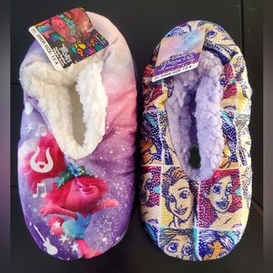 New Girl's Size 13-4 Trolls & Princess Fuzzy Babba Slippers Socks